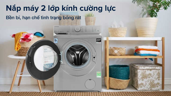 Nắp kính được làm 2 lớp kính cường lực bền bỉ.