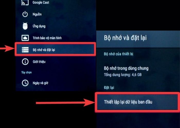 Khôi phục cài đặt gốc tivi TCL