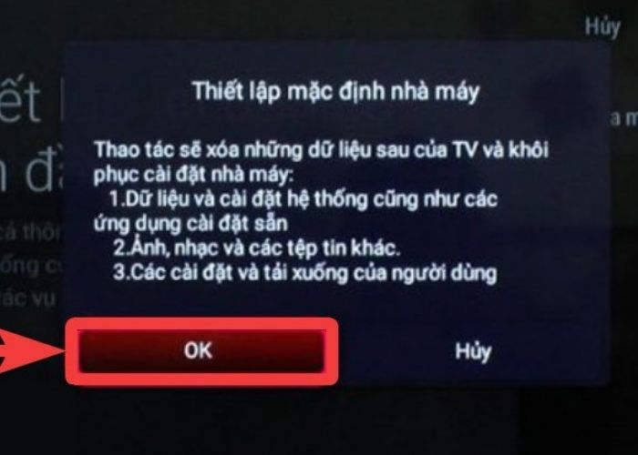 Khôi phục cài đặt gốc cho smart tivi TCL