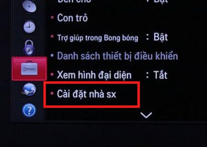 Khôi phục cài đặt gốc tivi LG