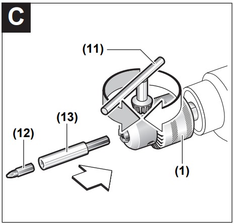 Cách thay dụng cụ vặn vít máy khoan GSB 550