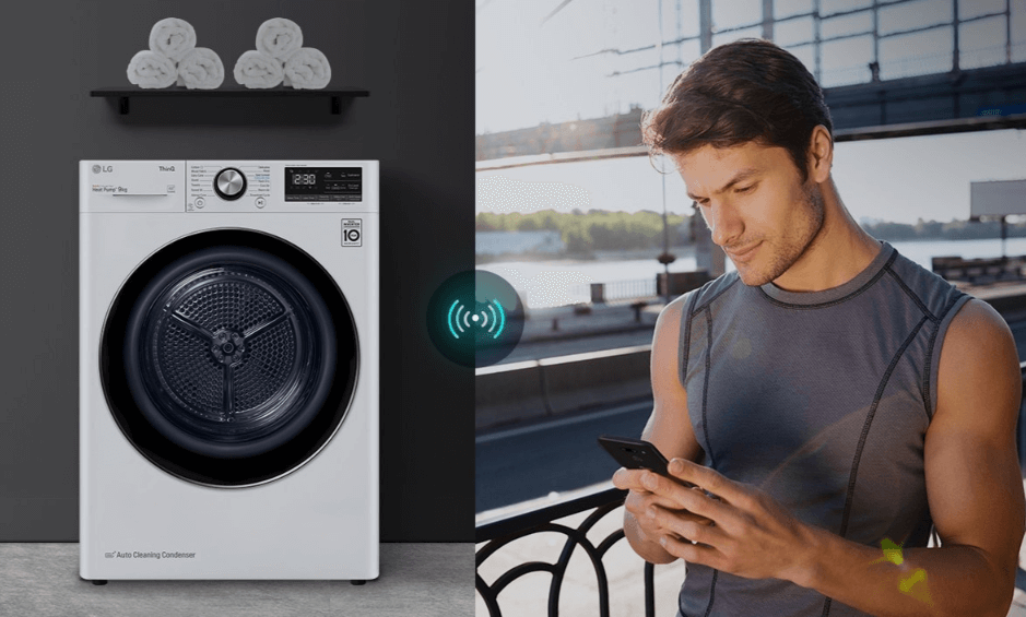 Tính năng điều khiển máy sấy bơm nhiệt LG từ xa