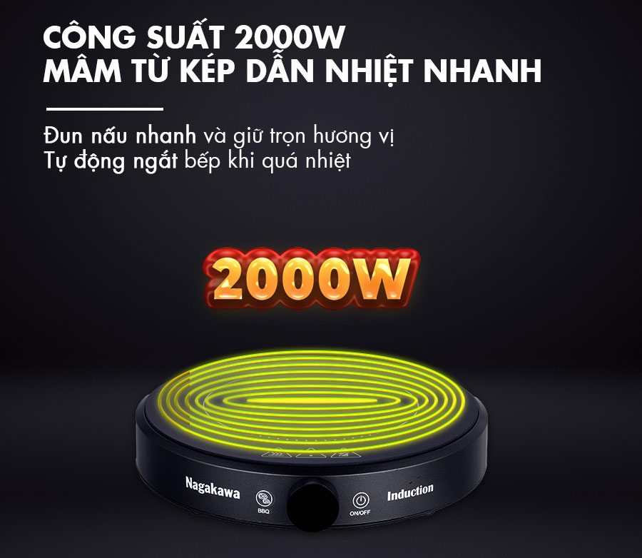 Cách sử dụng bếp từ Nagakawa dòng bếp có núm xoay kết hợp cảm ứng