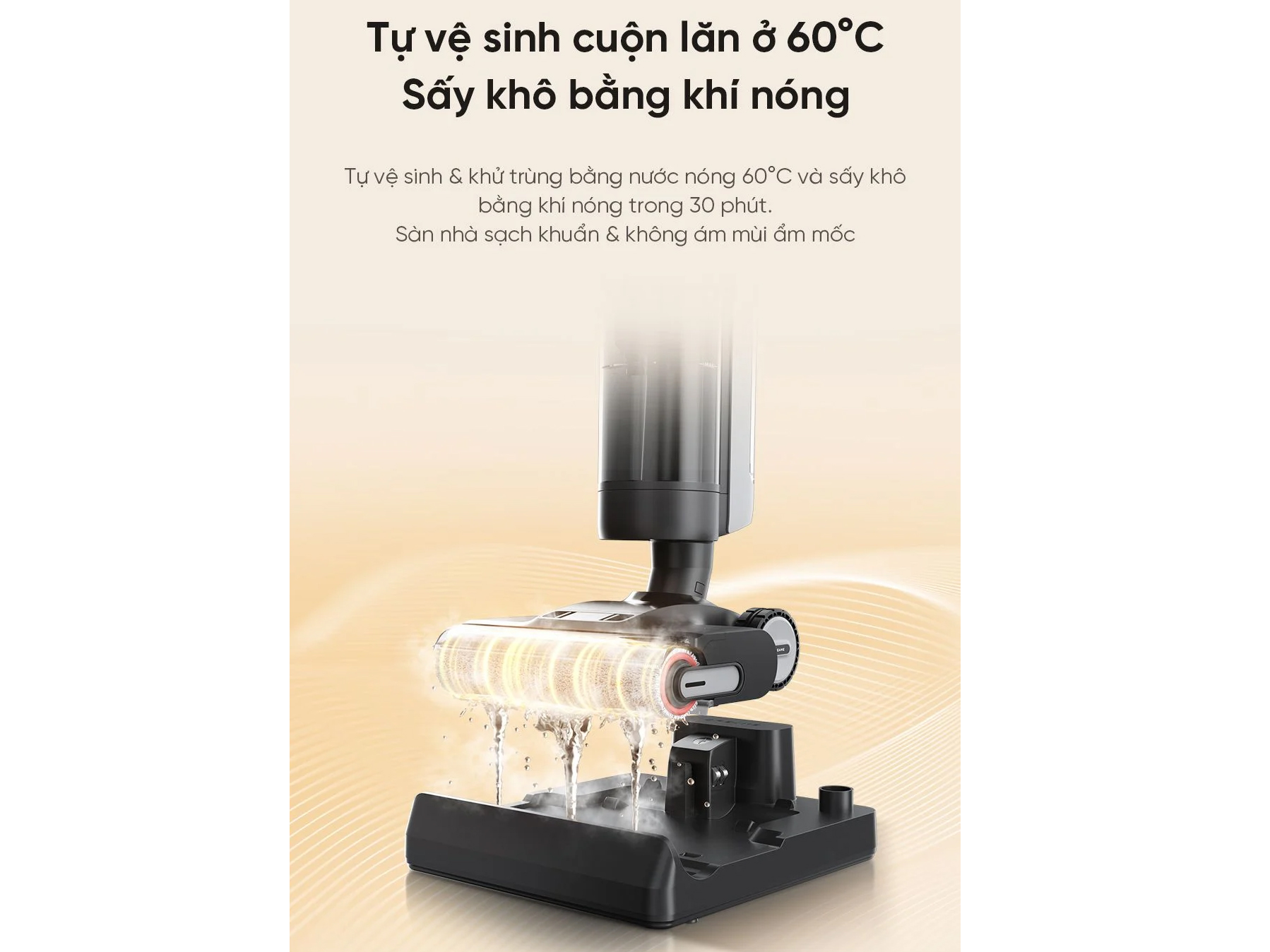 Một số model máy hút bụi cầm tay Xiaomi còn có tính năng tự vệ sinh và sấy khô bằng khí nóng