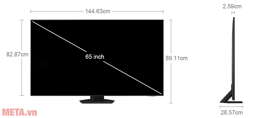 kích thước Smart Tivi Neo QLED Samsung 4K 65 inch QA65QN85CAKXXV
