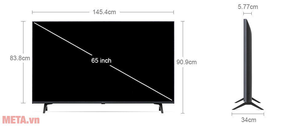 Kích thước Smart Tivi LG 4K 65 inch 65UQ8000PSC