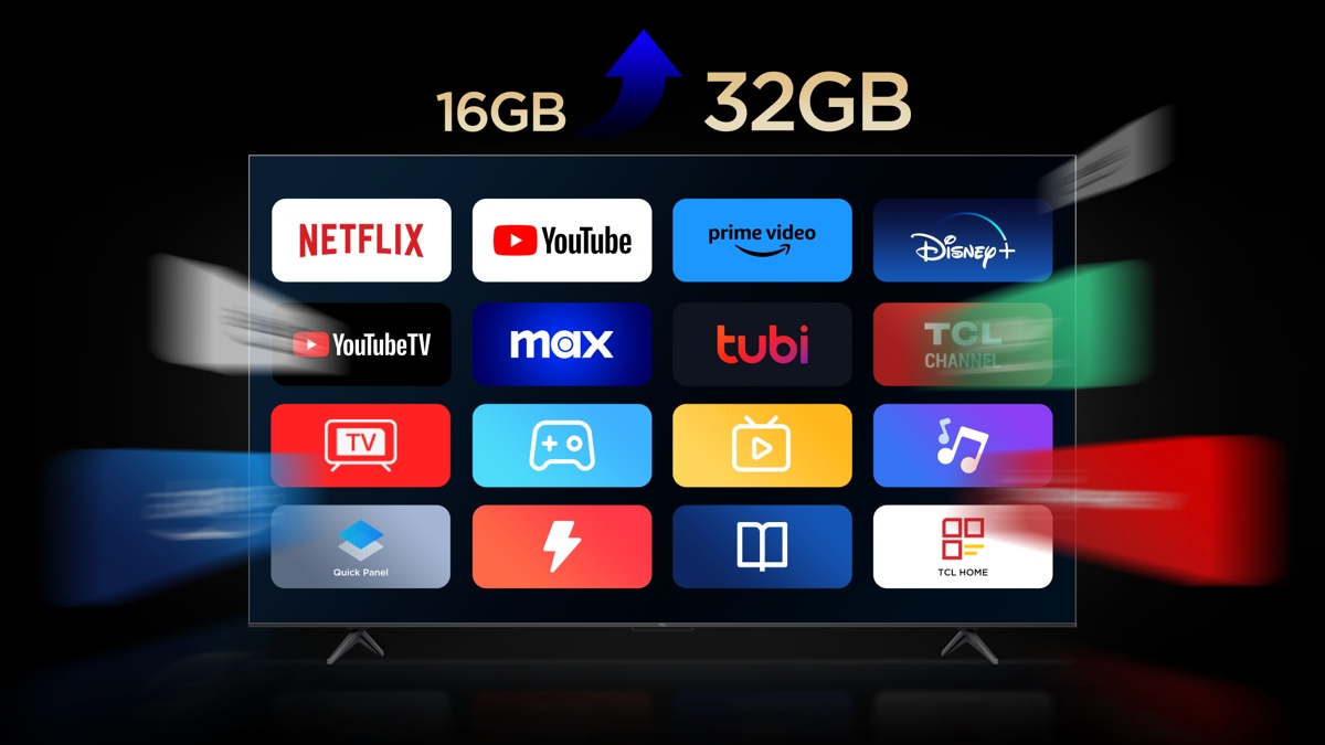 Bộ nhớ trong của tivi tăng lên 32Gb giúp người dùng thoải mái tải ứng dụng