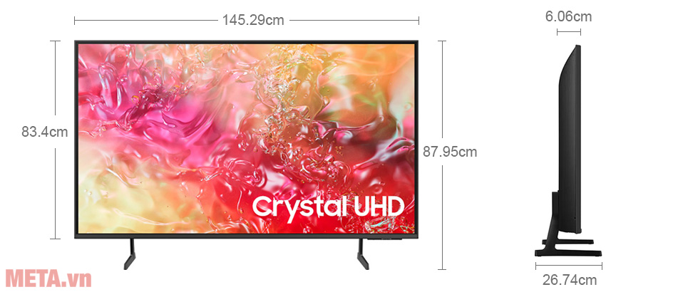 Kích thước Smart Tivi Samsung 4K 65 inch UA65DU7700KXXV