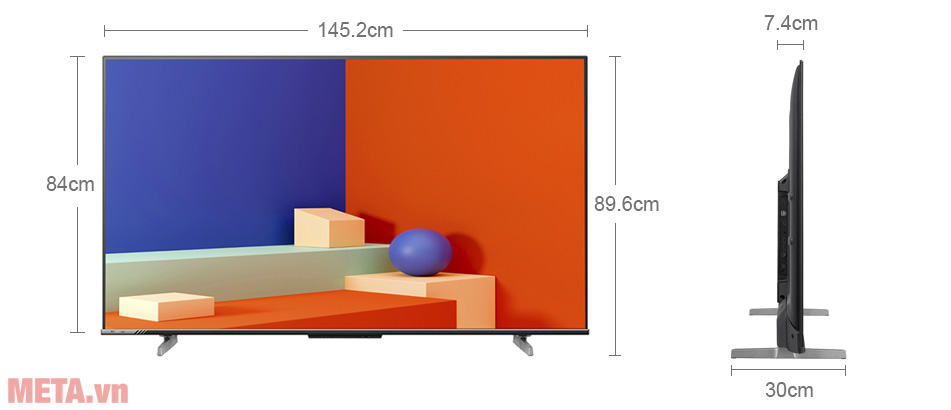 Kích thước Google Tivi LED Hisense 4K 65 inch 65A6500K