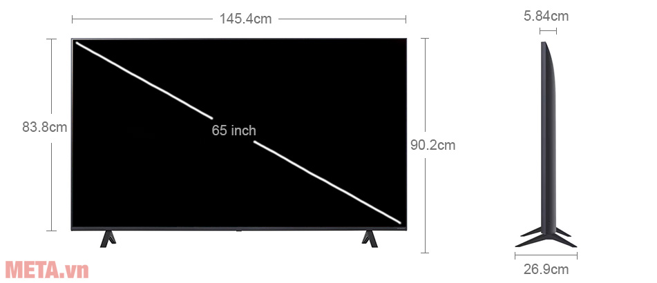 Kích thước Smart Tivi NanoCell LG 4K 65 inch 65NANO81TSA