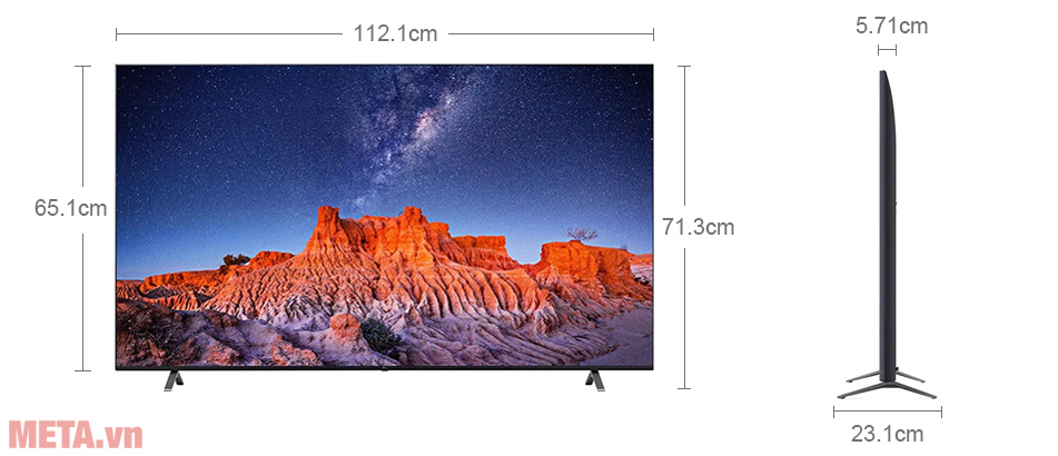 Kích thước Smart Tivi LG 4K 50 inch 50UQ801C0SB