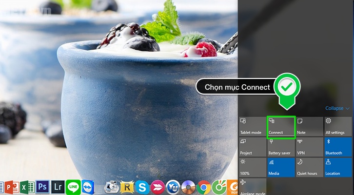 Trên laptop Win 10, chọn Chọn Connect