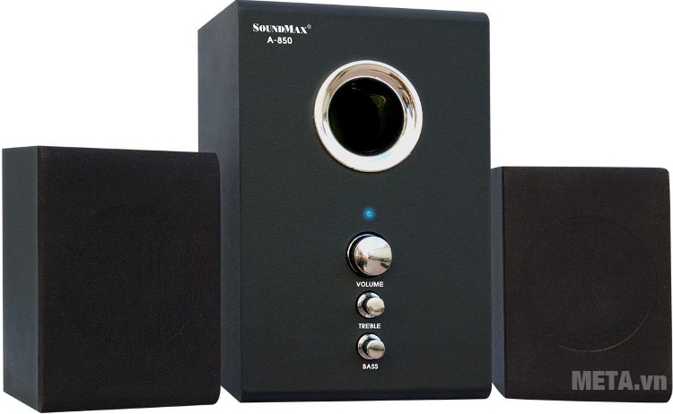Loa SoundMax A850 2.1 gồm 2 loa vệ tinh và 1 loa siêu trầm.