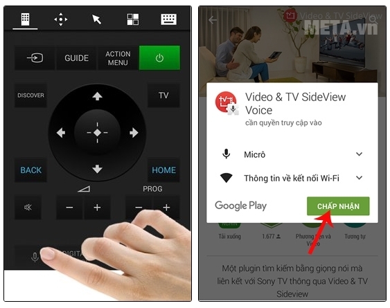 Cài đặt ứng dụng Sony Video & TV SideView