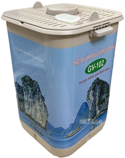 Máy làm giá sạch đa năng GV-102 có thân máy, nắp máy, phên đều được làm bằng nhựa nguyên sinh an toàn cho sức khỏe 