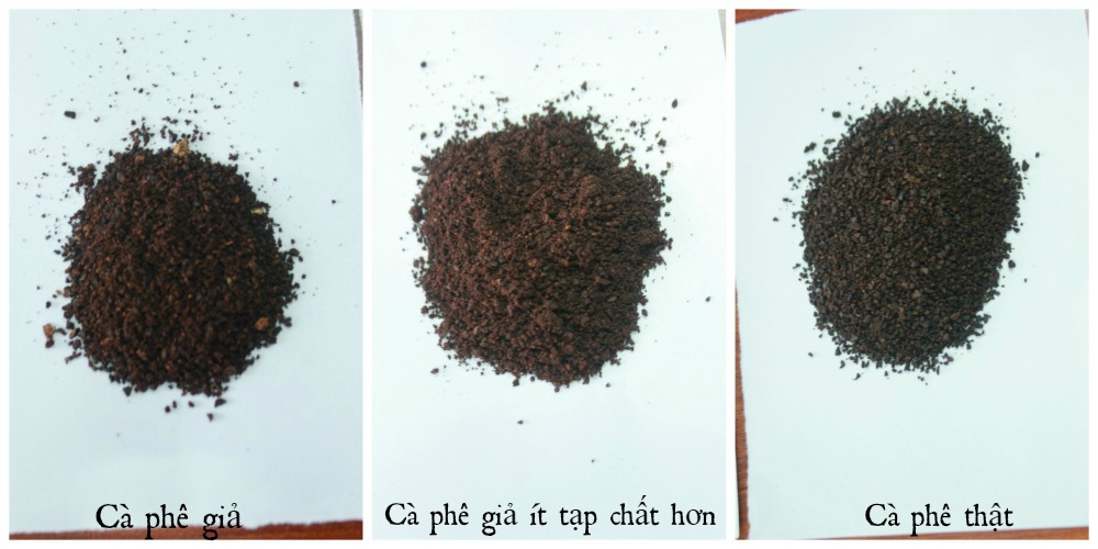 Phân biệt cà phê giả từ bột cà phê.