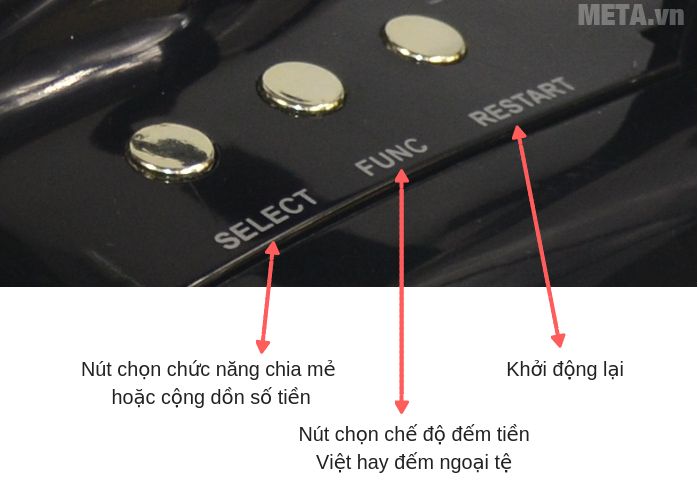 Phím dọc bên hông máy đếm tiền Silicon MC-B52