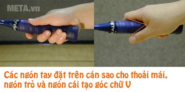 Hình 3 - Cầm cán vợt tạo thành góc chữ V