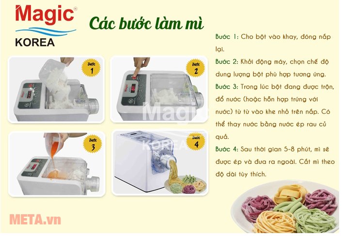 Các bước làm mì với máy làm mì tươi Magic Korea A92 