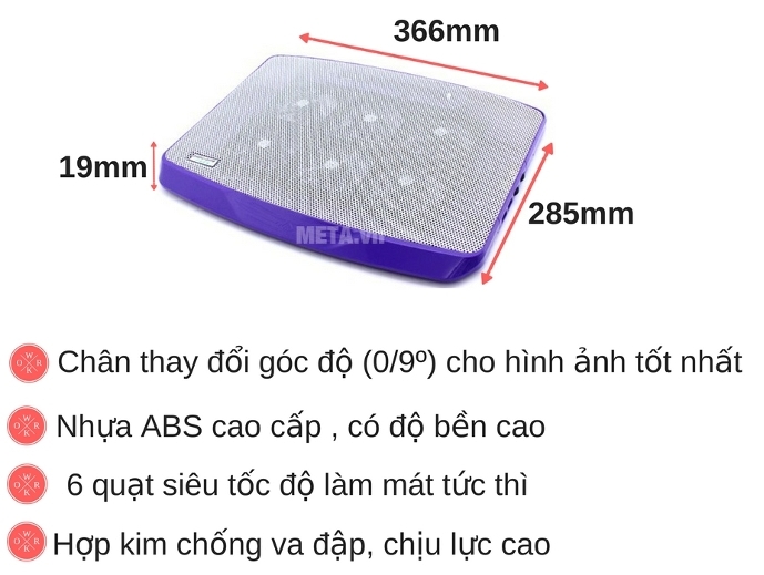Đế tản nhiệt Cool Cold N100 Premium siêu bền, làm mát tức thời 