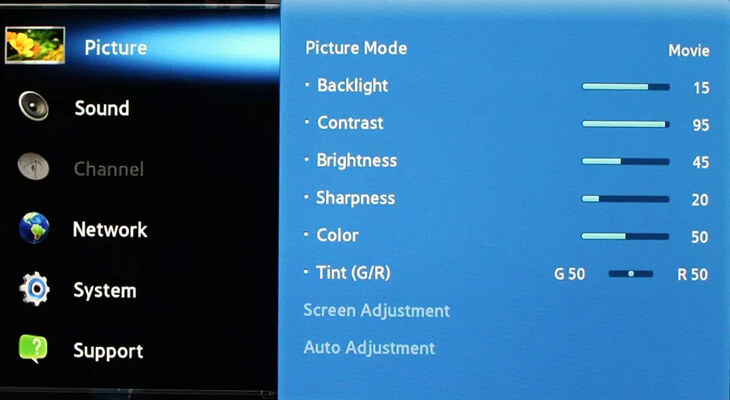 Chọn mục Hình ảnh/Picture trên tivi Samsung 