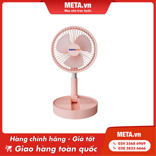 Quạt sạc điện Nanoco NFF1617P (Hồng)