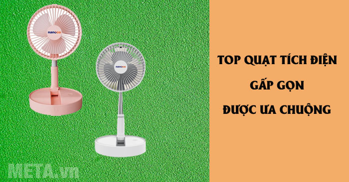 Top quạt tích điện gấp gọn