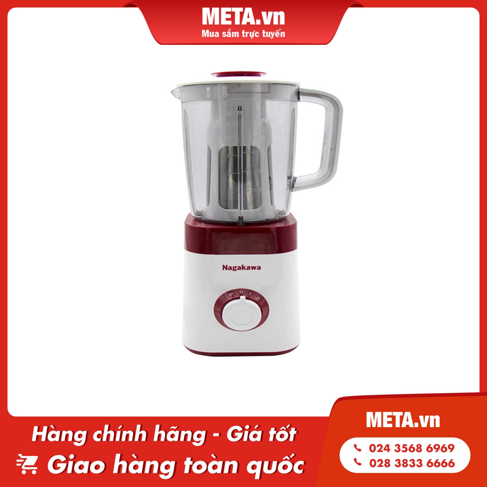 Máy xay sinh tố 3 cối Nagakawa NAG0816 (450W) - Lưỡi dao, lọc inox 304