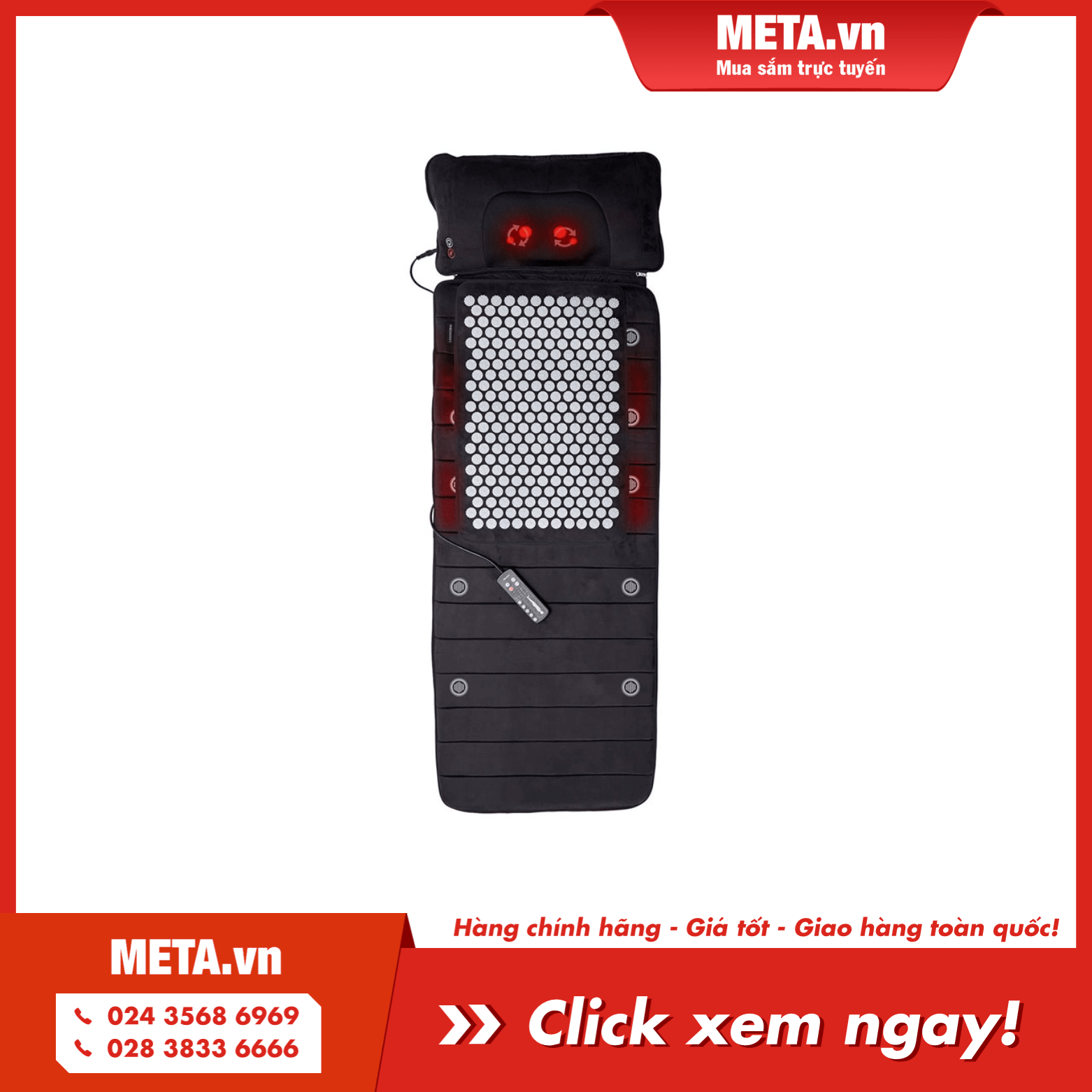 Mua ngay đệm massage toàn thân có gối lăn hồng ngoại Lanaform Delight LA110316