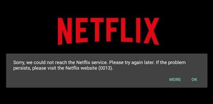 Một số biển hiện của lỗi không vào được Netflix trên TV Sony