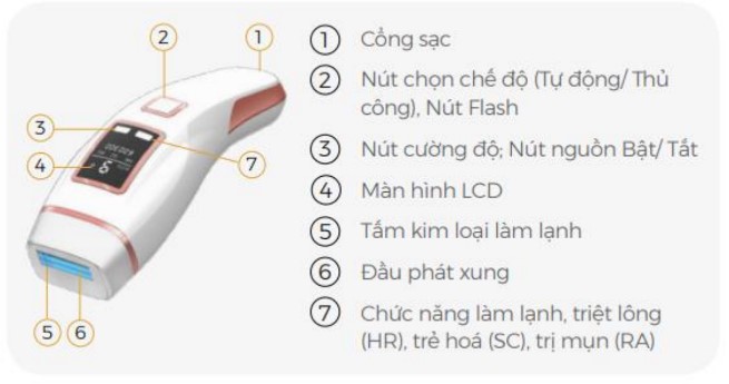 Cấu tạo của máy triệt lông và trẻ hoá da DR.GLATT IPL PRO 