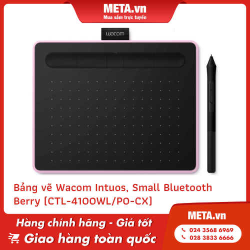 Bảng vẽ Wacom Intuos, Small Bluetooth - Berry (CTL-4100WL/P0-CX)