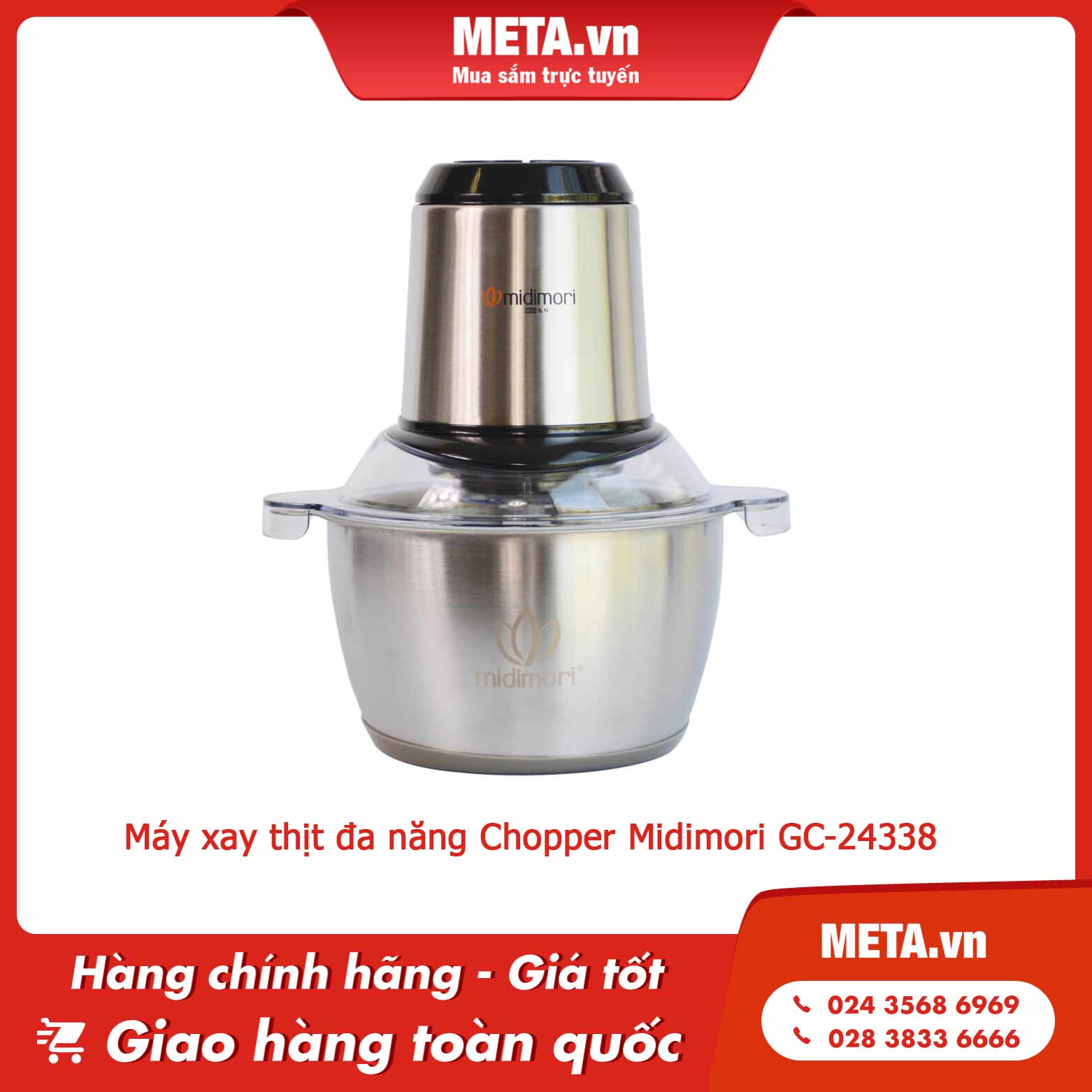 Máy xay thịt đa năng Chopper Midimori GC-24338 (500W, 1.8 lít)