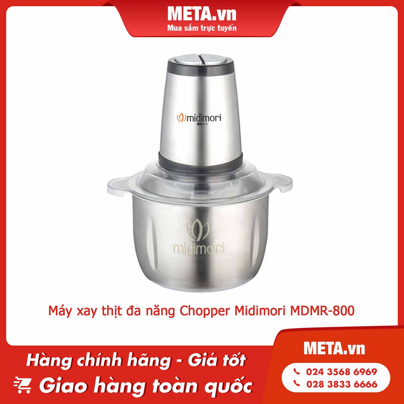 Máy xay thịt đa năng Chopper Midimori MDMR-800 (800W) - 3 lít