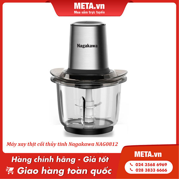 Máy xay thịt cối thủy tinh Nagakawa NAG0812