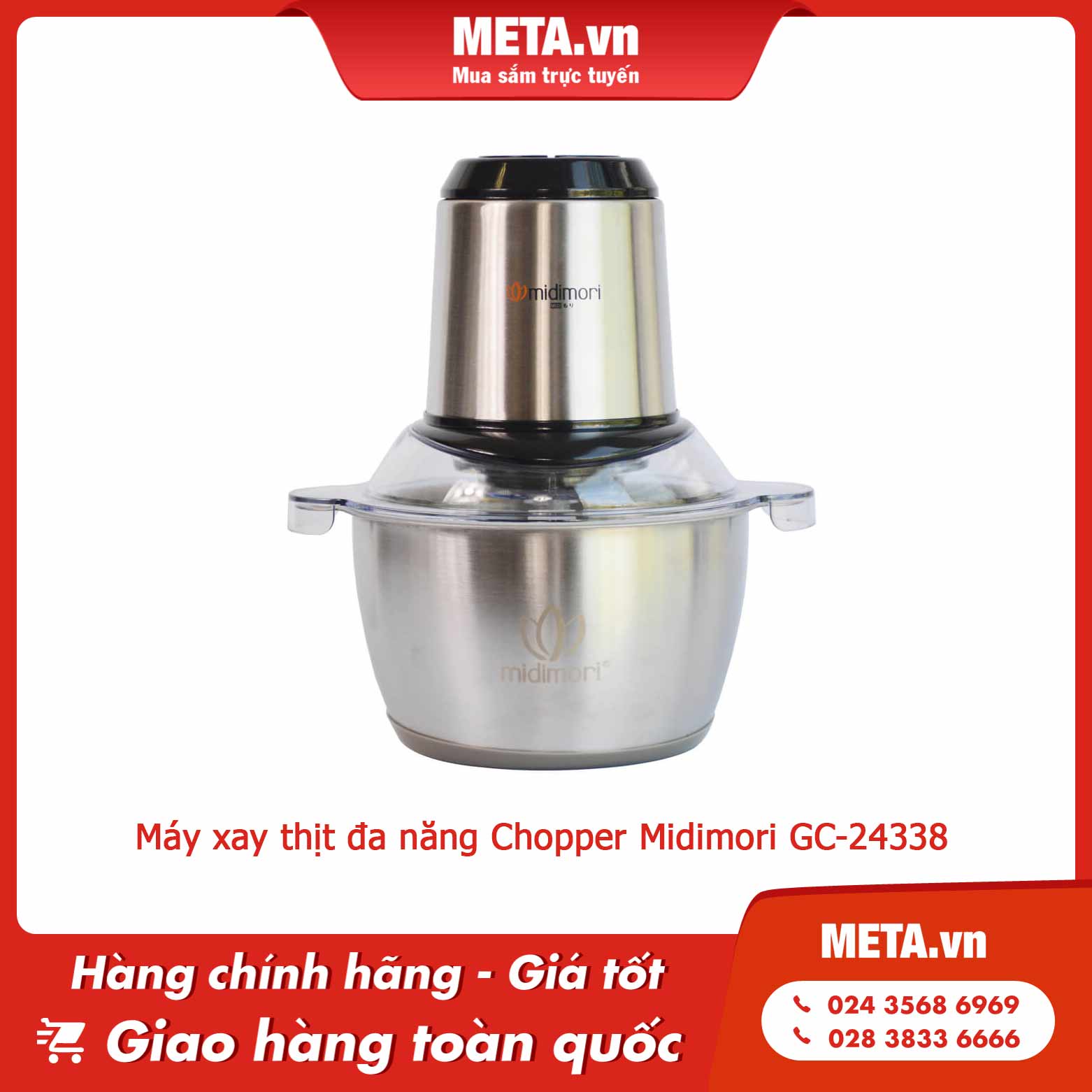 Máy xay thịt đa năng Chopper Midimori GC-24338 (500W, 1.8 lít)