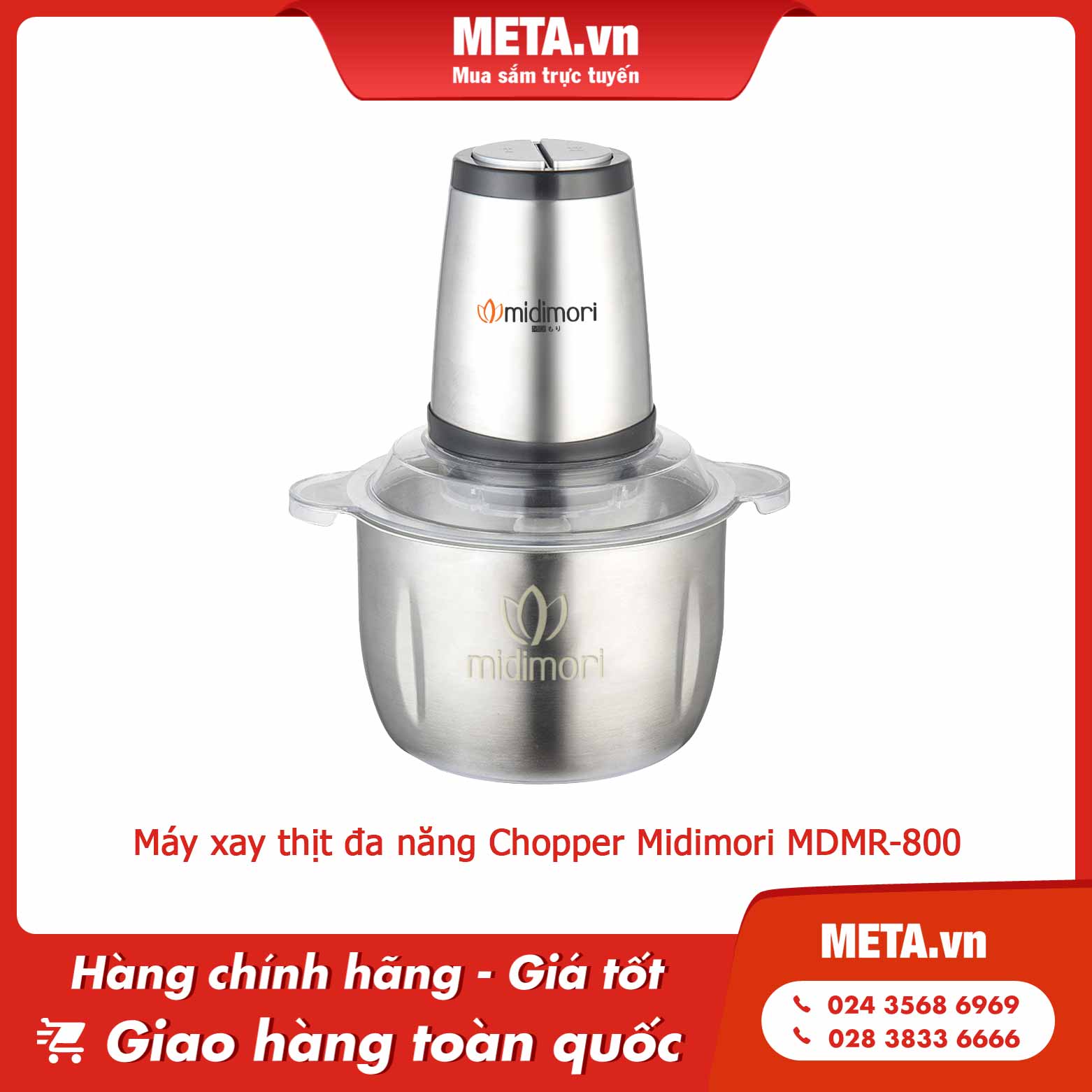 Máy xay thịt đa năng Chopper Midimori MDMR-800 (800W) - 3 lít