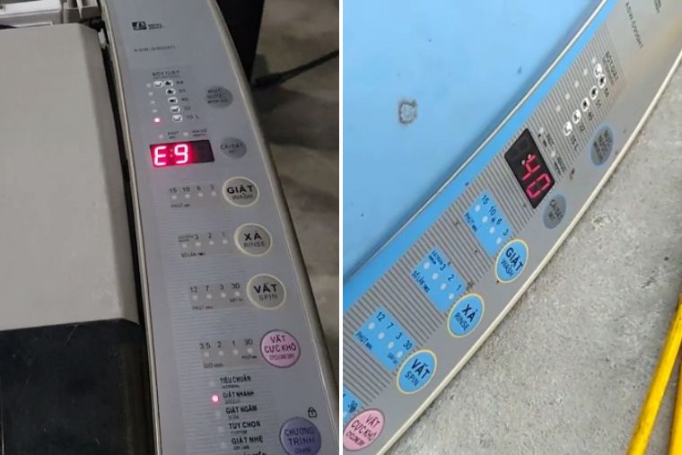 Máy giặt AQUA hiển thị lỗi E9 40