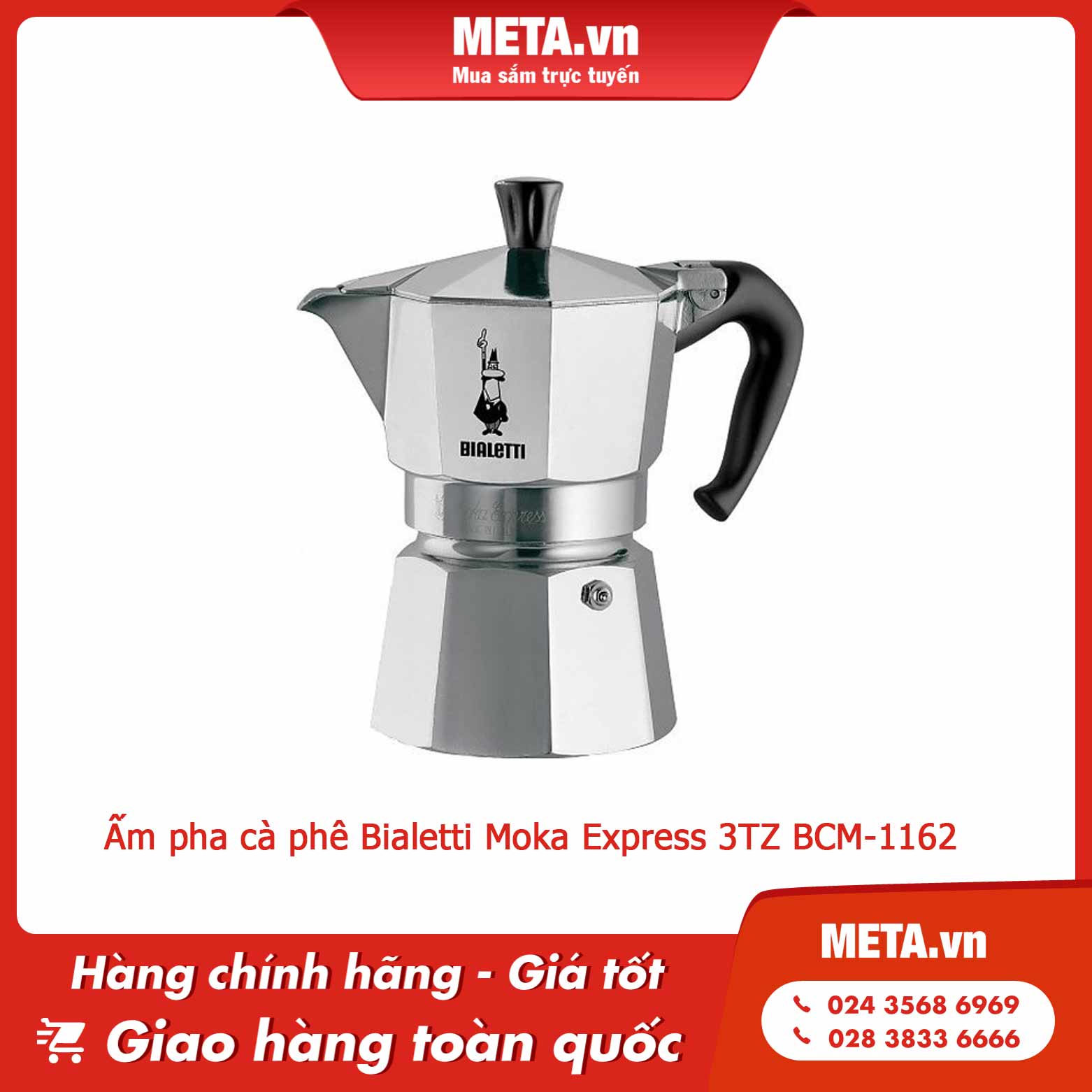 Ấm pha cà phê Bialetti Moka Express 3TZ BCM-1162