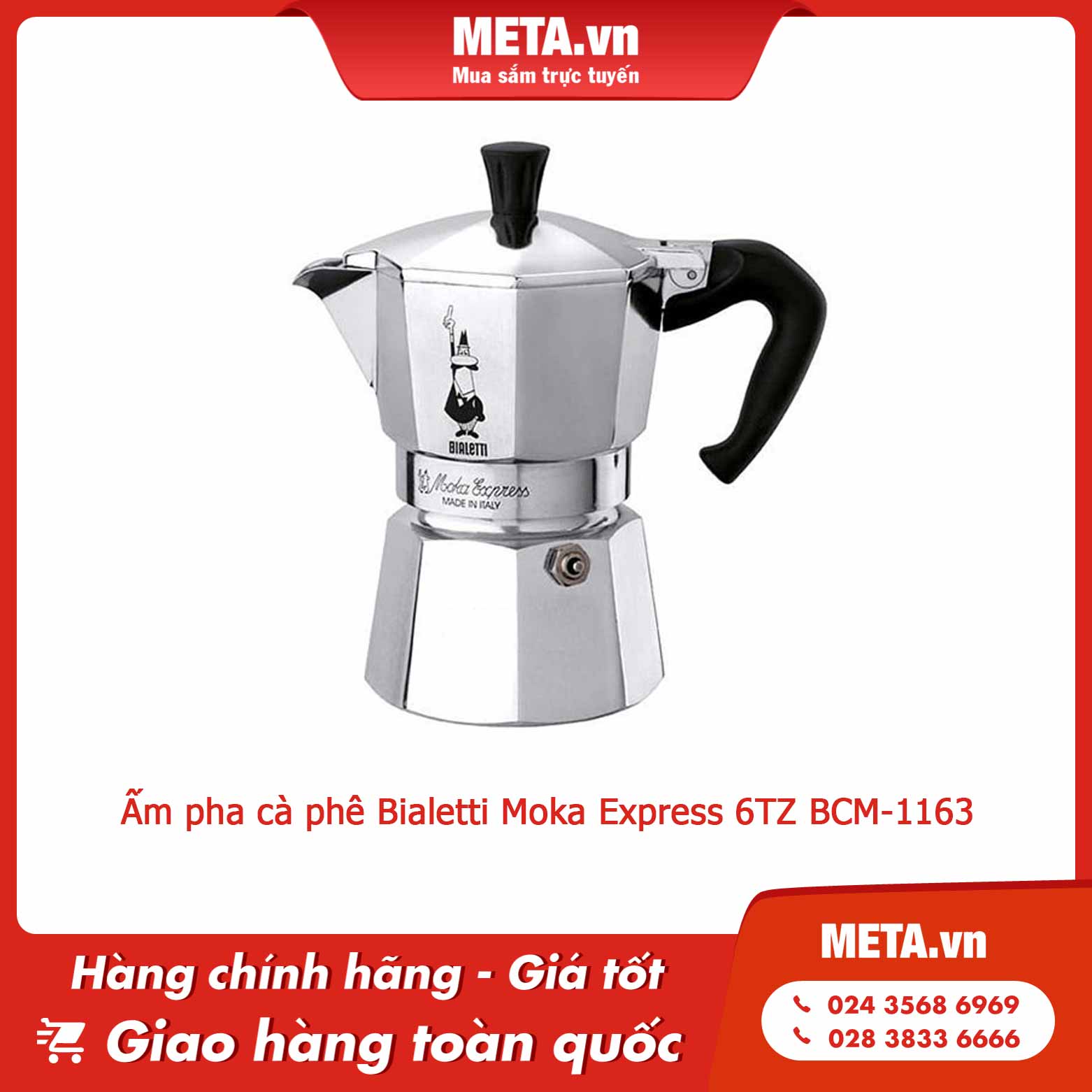 Ấm pha cà phê Bialetti Moka Express 6TZ BCM-1163
