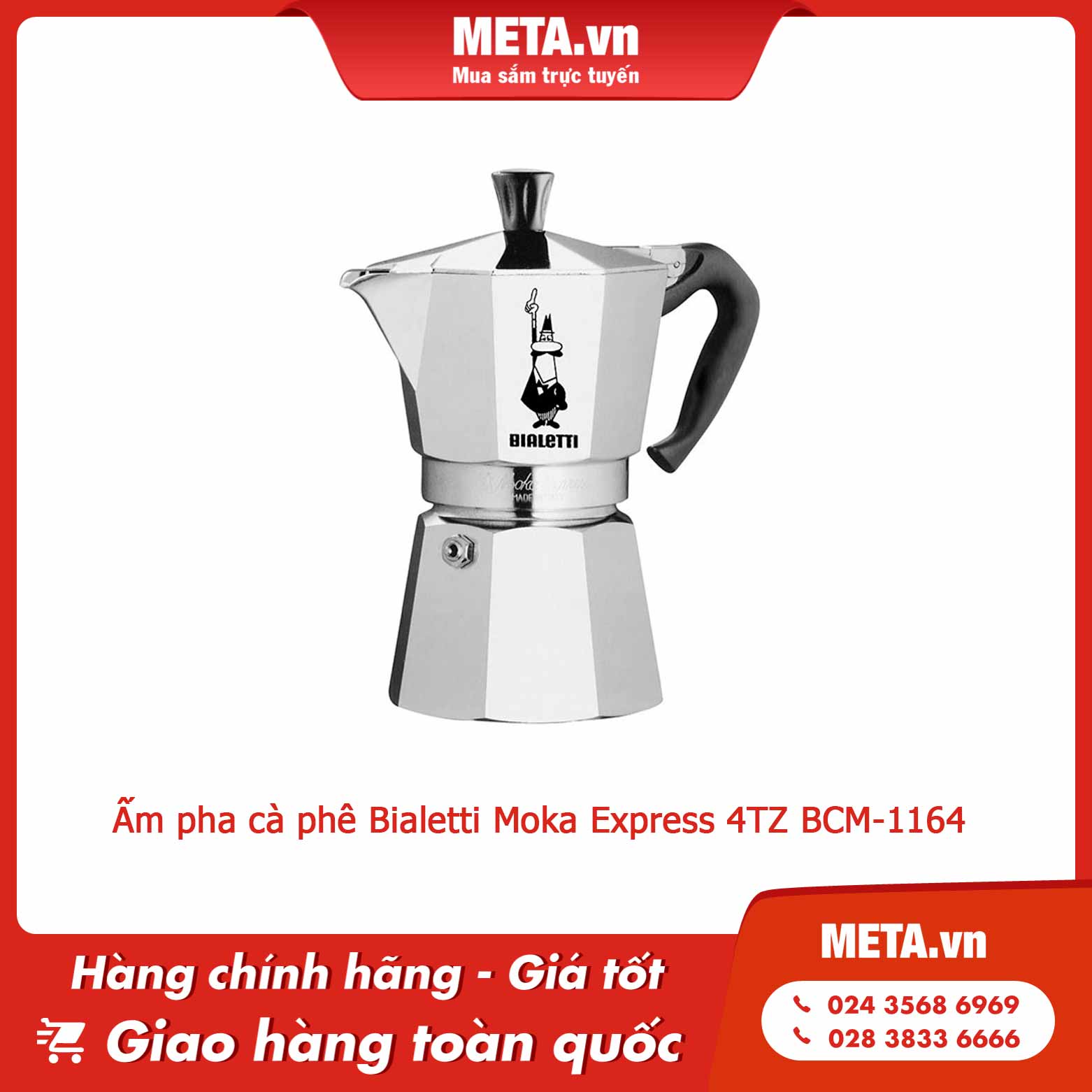 Ấm pha cà phê Bialetti Moka Express 4TZ BCM-1164