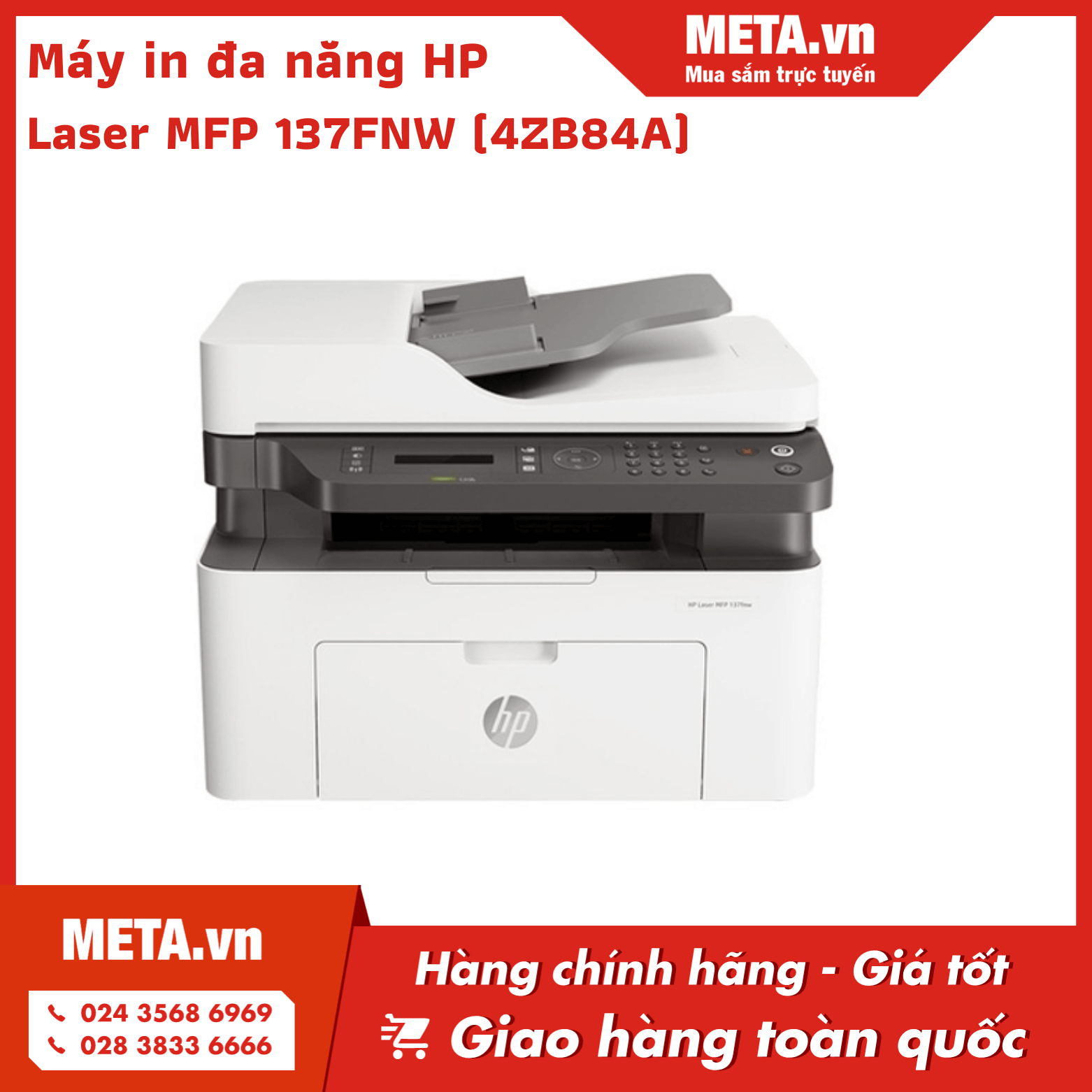 Máy in đa chức năng Hp Laser MFP 137fnw (4ZB84A)