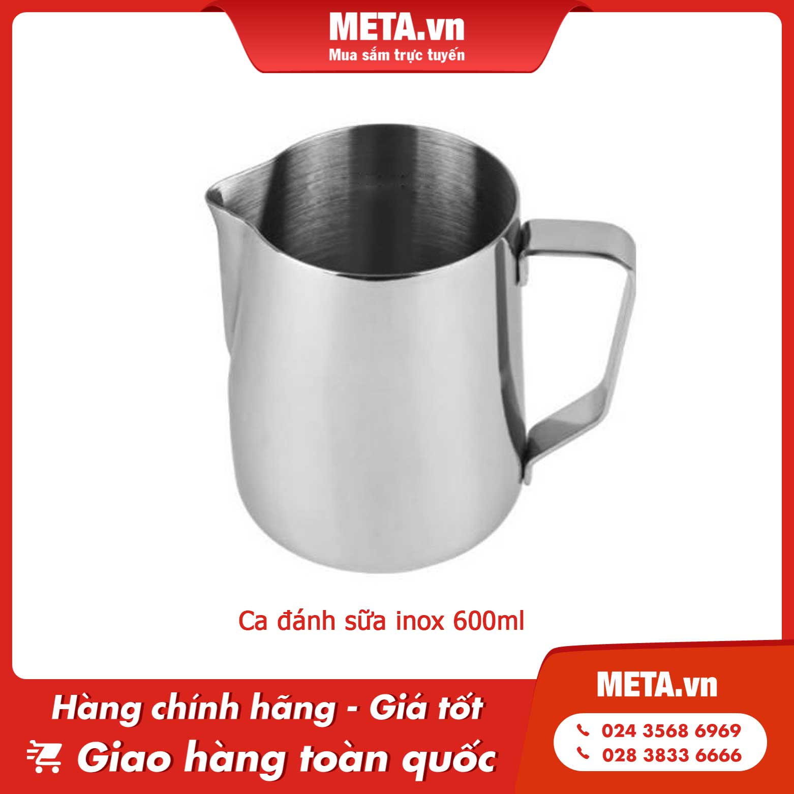 Ca đánh sữa inox 600ml