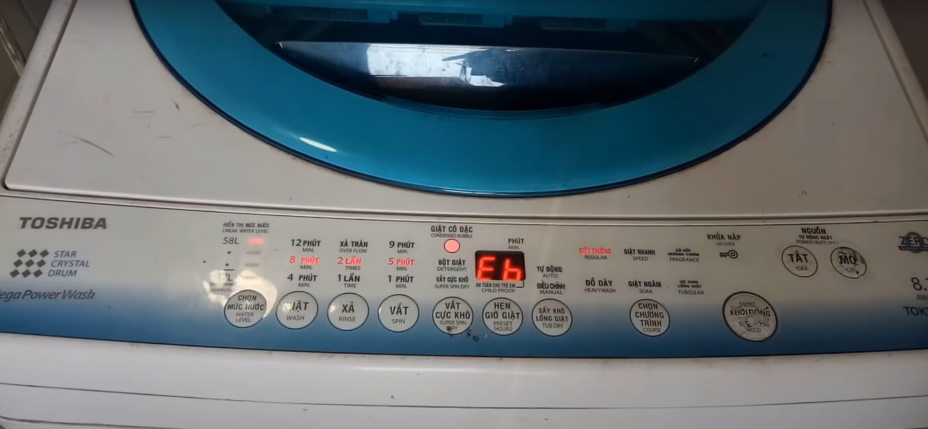 Máy giặt Toshiba báo lỗi EB là lỗi gì?