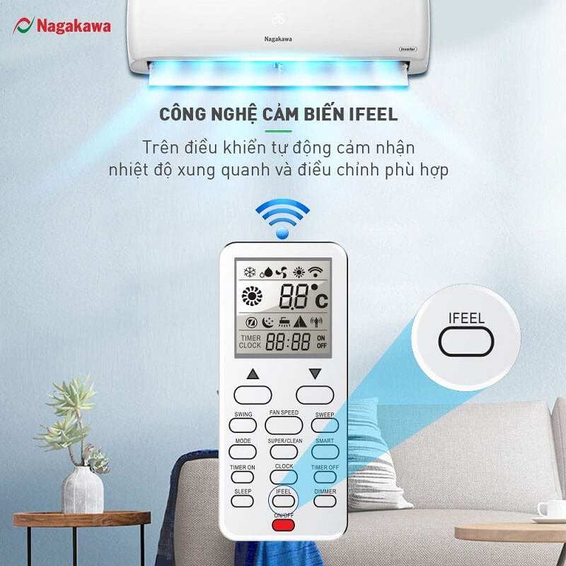 Cảm biến nhiệt độ tự động I-Feel trên điều hòa, máy lạnh Nagakawa