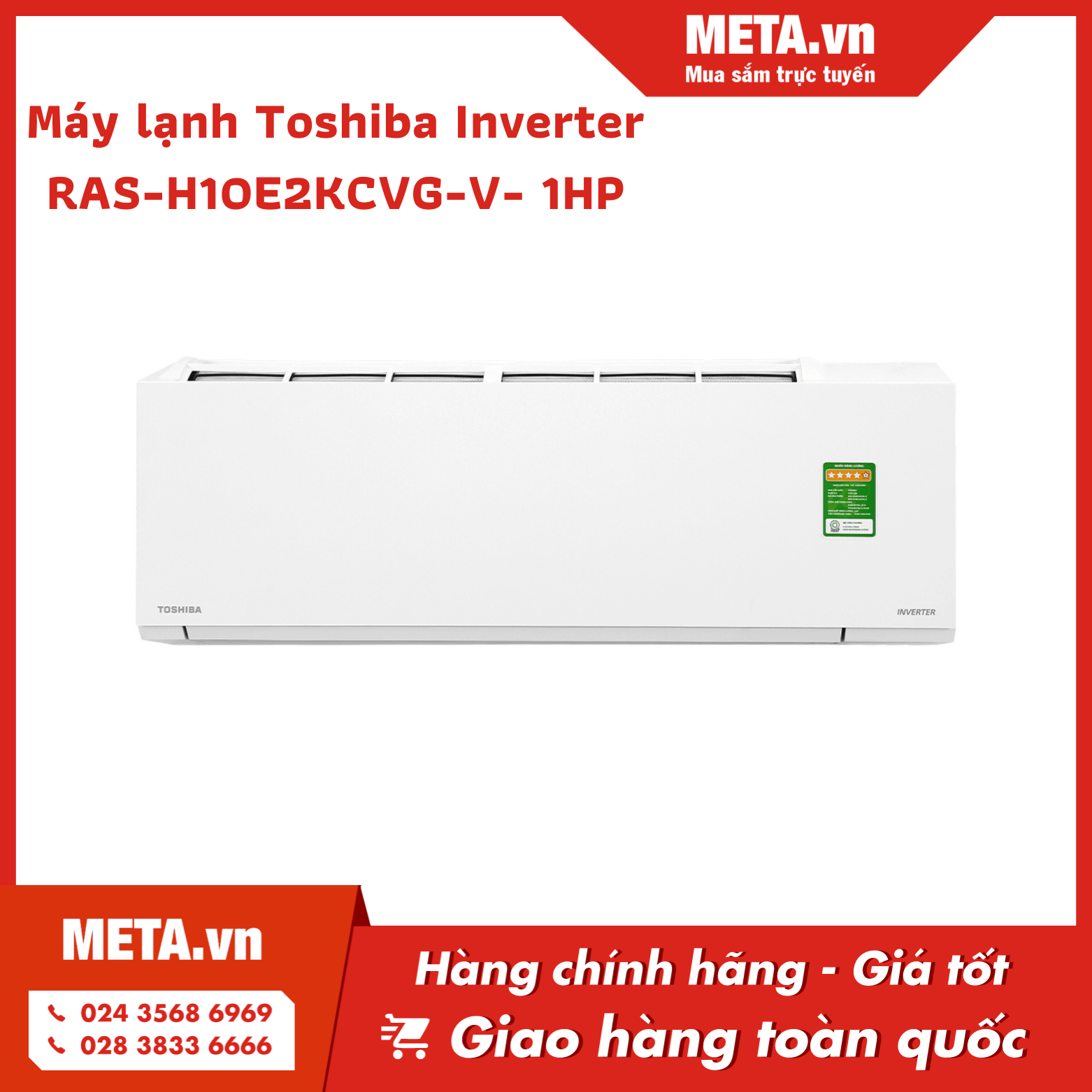 Máy lạnh Toshiba Inverter RAS-H10E2KCVG-V - 1HP