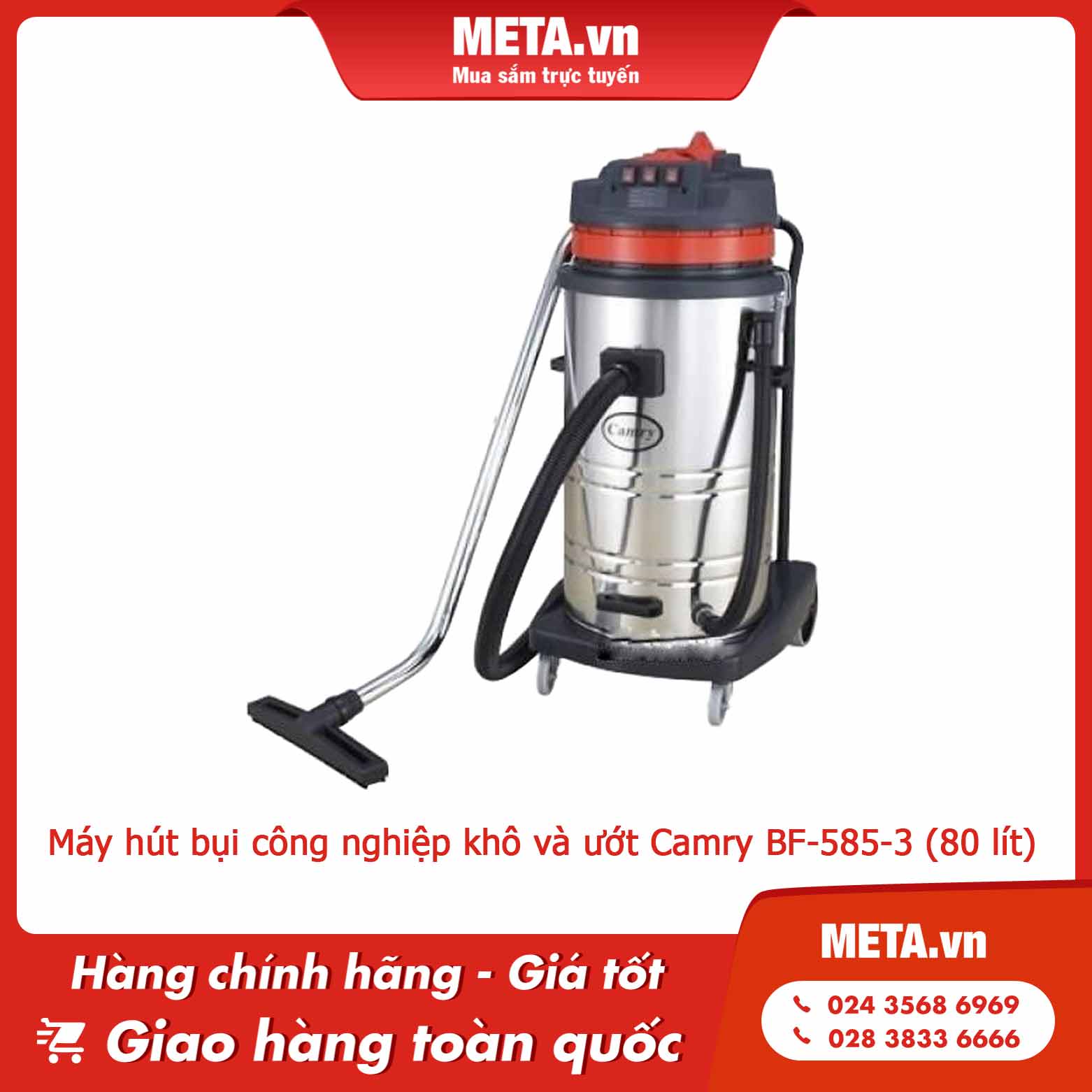 Máy hút bụi công nghiệp khô và ướt Camry BF-585-3 (80 lít)