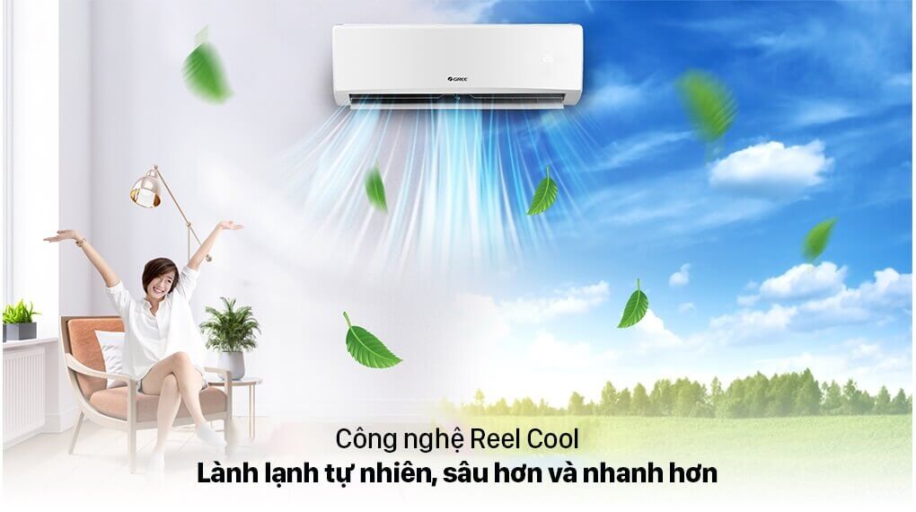 Máy lạnh Gree đời mới dòng tiêu chuẩn Kool (Non - Inverter) được tích hợp công nghệ Real Cool
