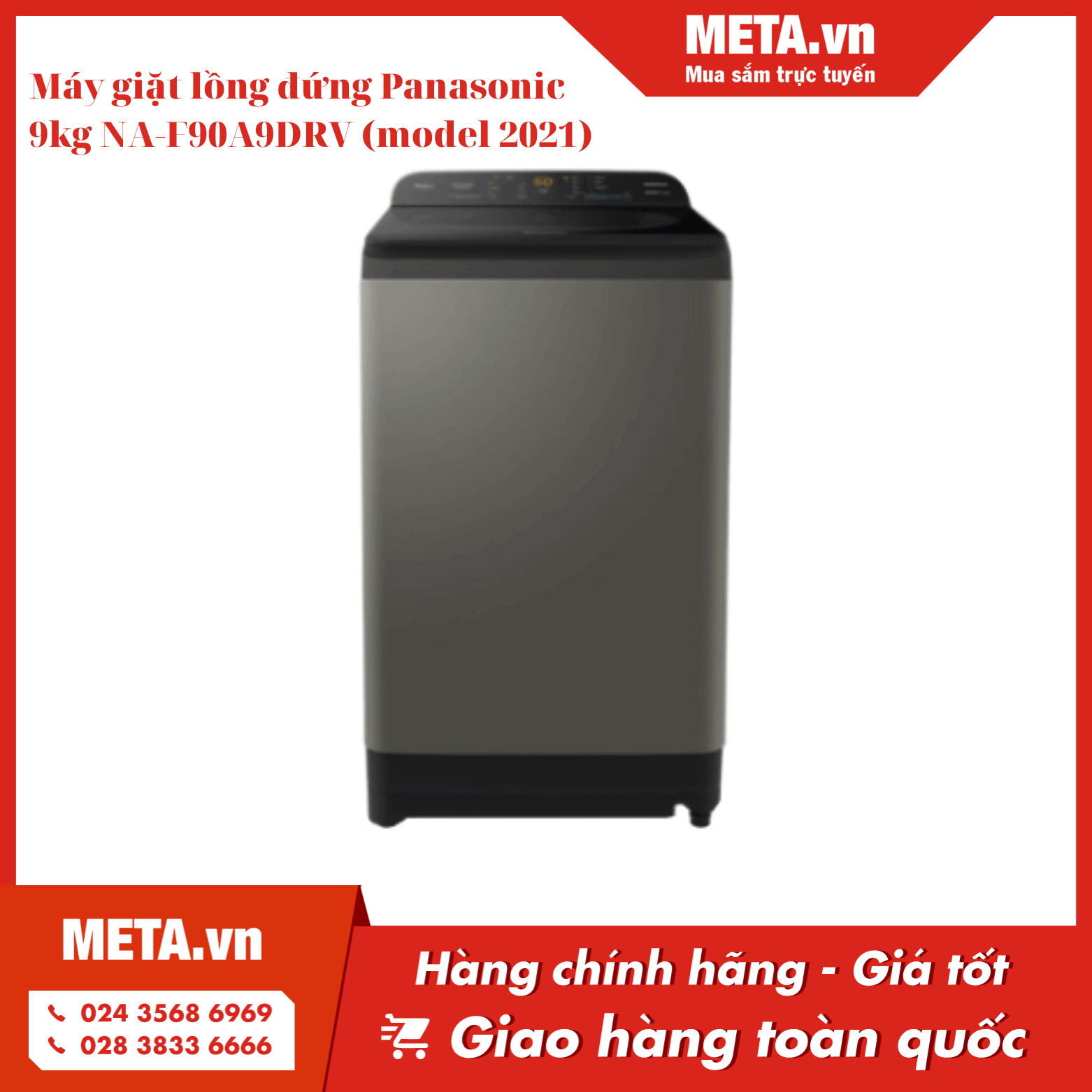 Máy giặt lồng đứng Panasonic 9kg NA-F90A9DRV (model 2021)