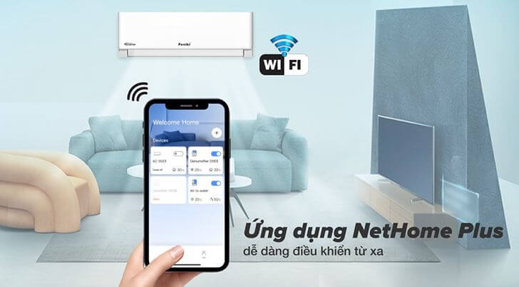 Chức năng điều khiển bằng điện thoại của điều hòa Funiki 2022